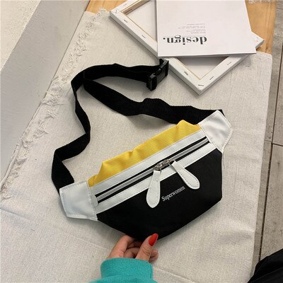 Leisure Tailleband Vrouwen Canvas Kleuraanpassing Een Schoudertas Student Rugzak Mode Borst Laterale Airbags Reizen Mobiele Zak: Yellow and black