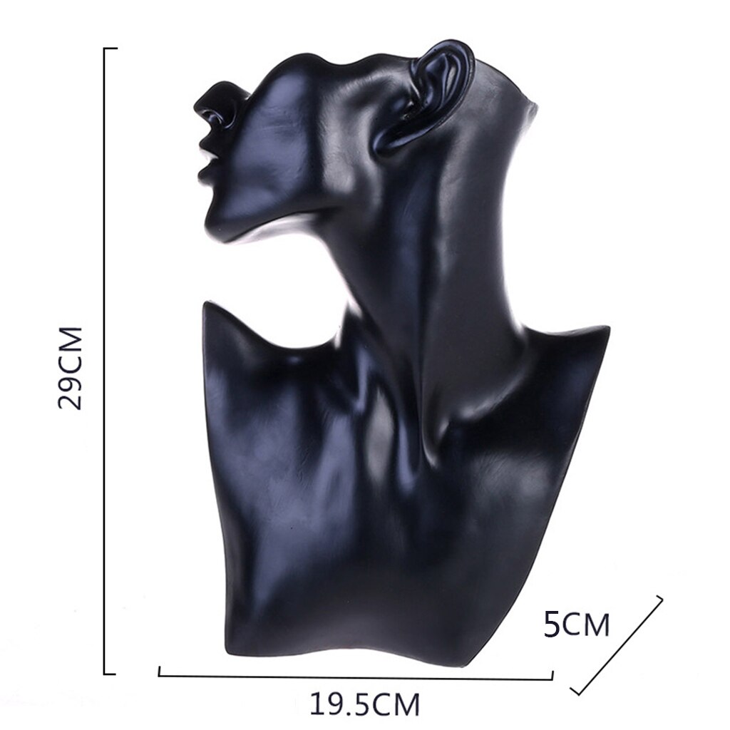 Black Resin Material Female Mannequin for Necklace Pendant Bust Jewelry Display Holder Jewelry Store Display