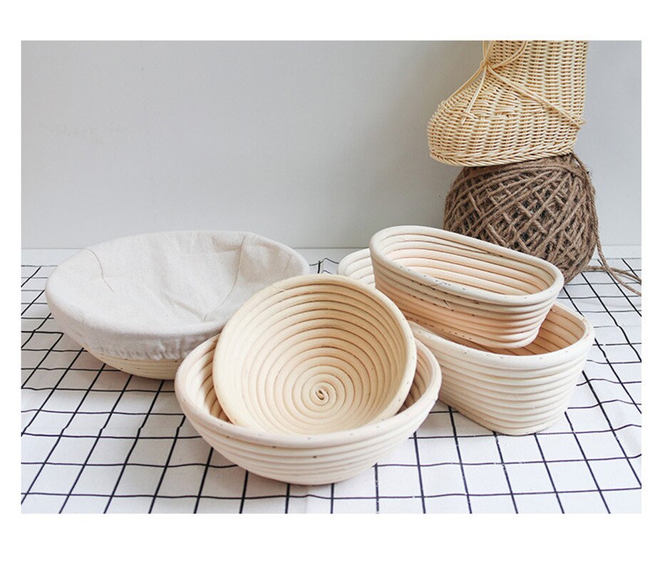 Rattan Bread Proofing Basket Natural Oval Rattan Wicker Dough Fermentation Sourdough Banneton Bread Basket With cloth bag