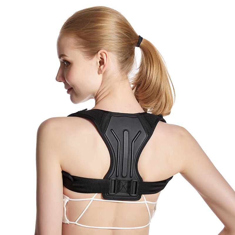 Adult Back Fixation Belt Male Female Spine Posture Correction Belts Soft Breathable With Support Plate Kyphosis Correction Belt: Black / L
