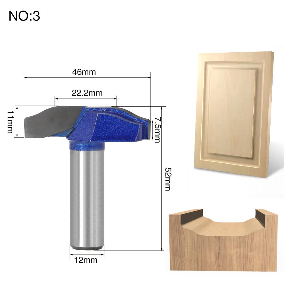 1 pc 12mm Shank Woodworking Door Frame Router Bits for wood carbide lassical door cabinet bits Engraving Milling Cutte: NO3