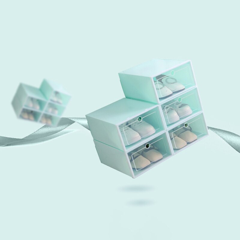 Schoenen Doos Verdikte Lade Case Plastic Schoen Dozen Stapelbaar Organizer Schoenendoos: groene kleur