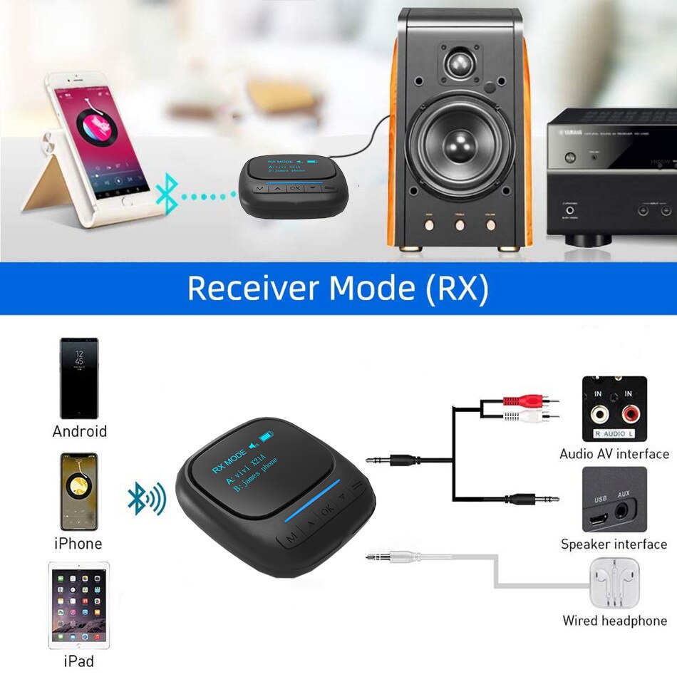 Aptx LL AAC – transmetteur récepteur Audio, Bluetooth 5.0, avec écran OLED, adaptateur sans fil, Jack AUX 3.5mm, pour télévision, voiture, haut-parleur, PC