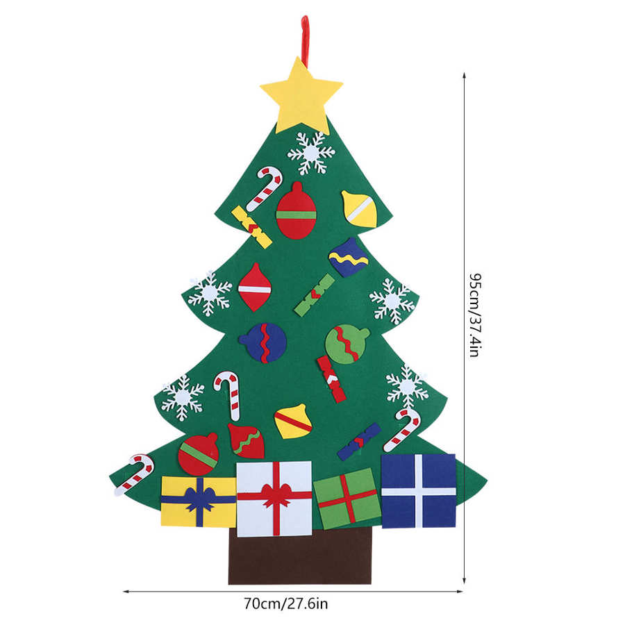 DIY Felt Christmas Tree Set with Ornaments for Xmas Year Decor