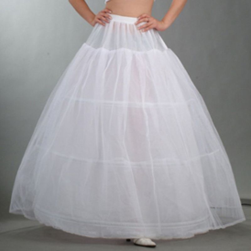 Womens Bridal 3 Hoops Maxi-Lengte Petticoat Trekkoord Tailleband Multi-layer Baljurk Trouwjurk Drukte Crinoline Onderrok