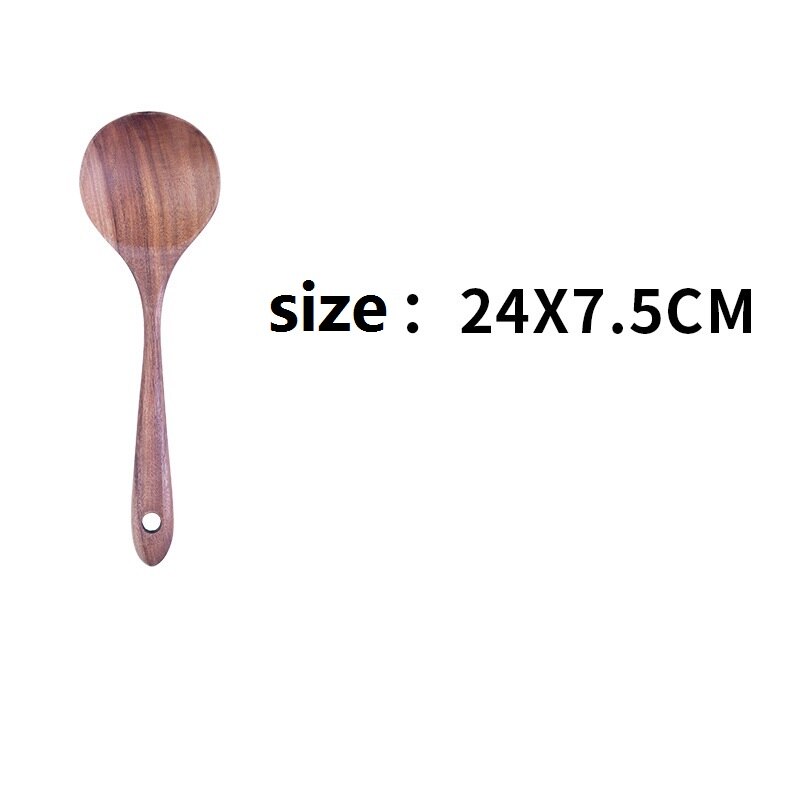 Fett thai teak köksutrustning köksredskap värmebeständigt kök non-stick köksredskap bakverktyg kök träsked: Yz213-2