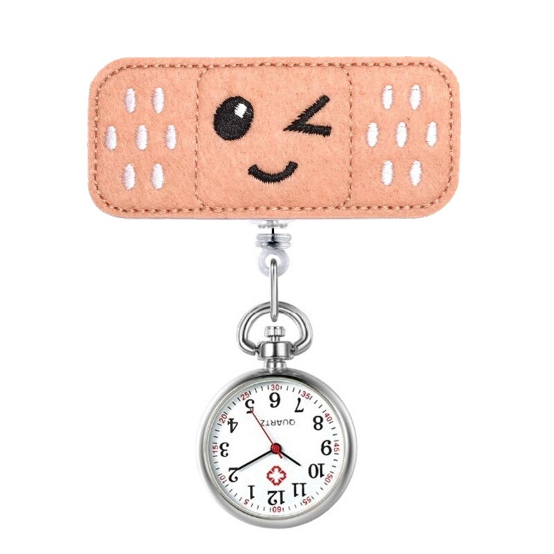 Montres de poche à Clip, joli sourire amour cœur dessin animé infirmière médecin hôpitaux broche Badge rétractable bobine horloge à quartz