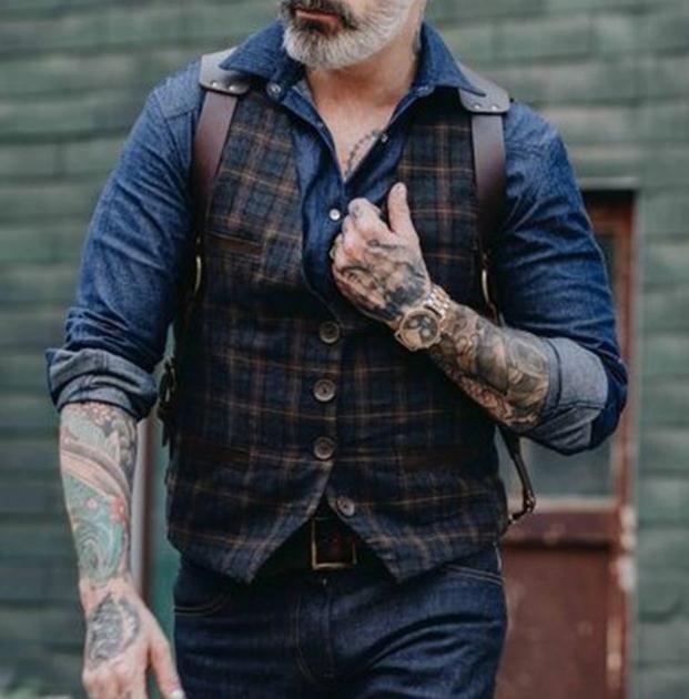 Men's Suit Vest Boutique Wool Tweed Slim Fit Leisure Cotton Male Gentleman Beckham Business Waistcoat For Wedding Groomsmen