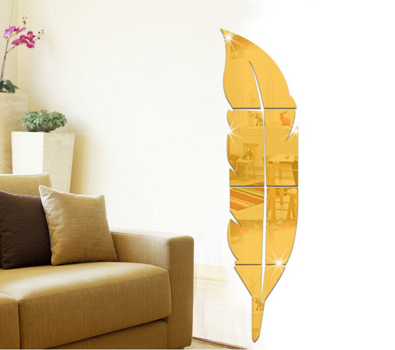Bedroom Wall Paste Mirror Wall Paste Feather Fitti... – Grandado