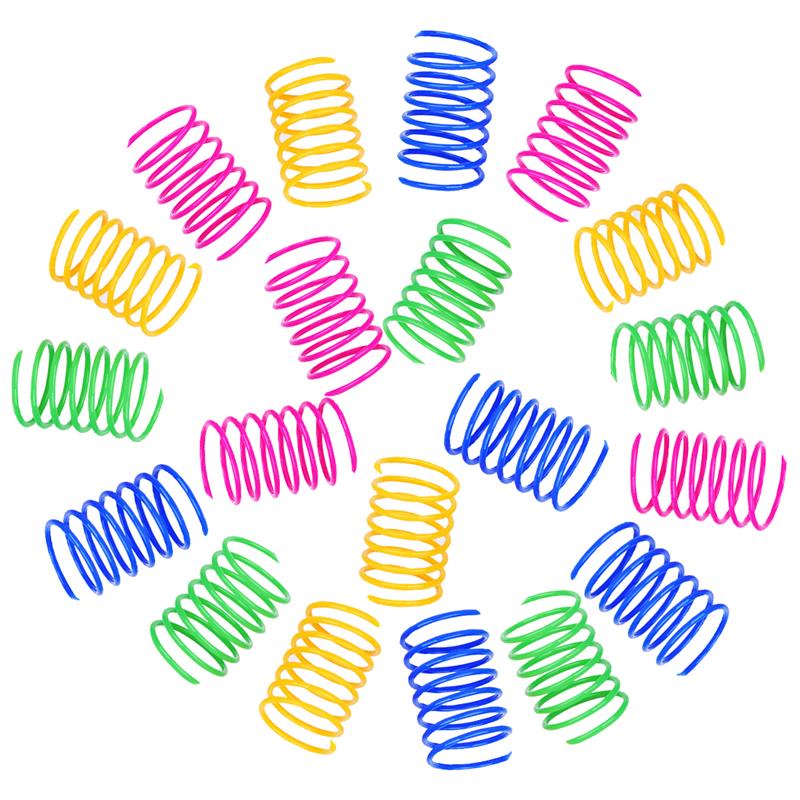 20Pcs Cat Spring Toy Plastic Colorful Coil Spiral Springs Pet Action ...