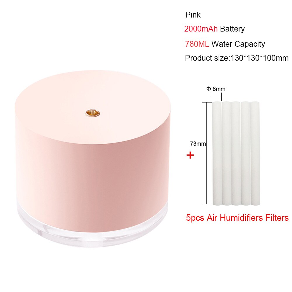 Humidificateur d&#39;air Portable électrique sans fil 2000mAh, Rechargeable par Usb, diffuseur de brume fraîche, lampe de nuit pour la maison