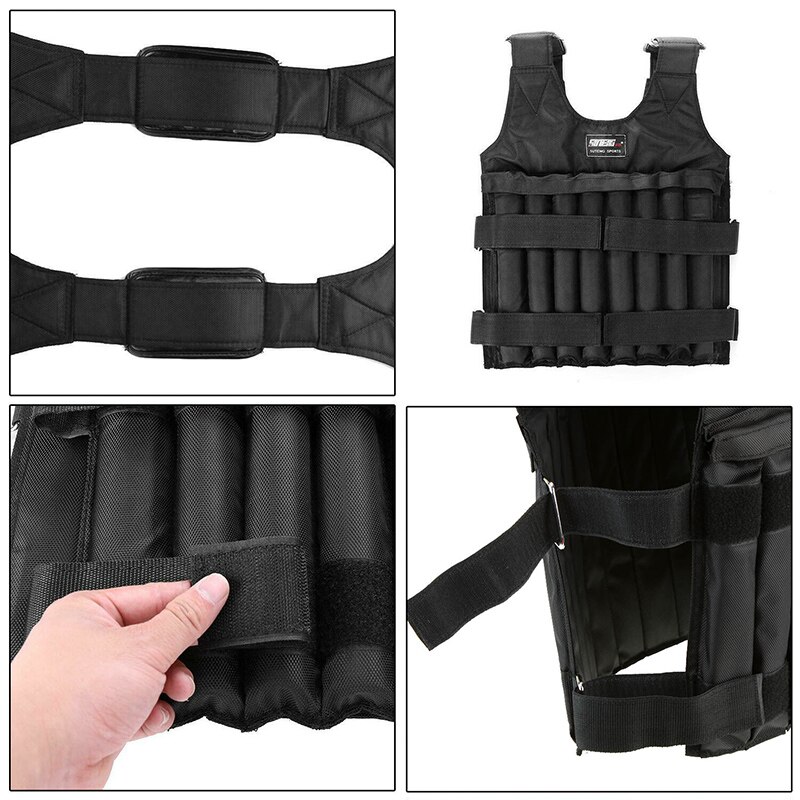 20/50KG Loading Weighted Vest Adjustable Weight Exercise Boxing Training Fitness Jacket Running Equipment Vest Clothing X404B