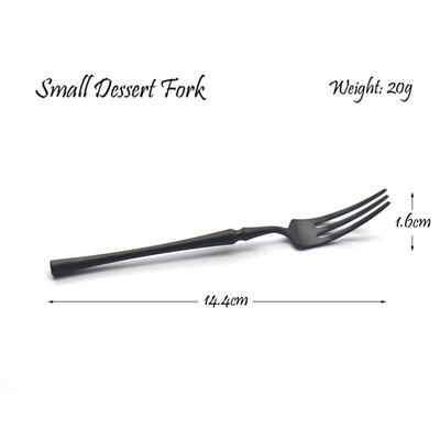 Couverts élégants en acier inoxydable brossé | 304 en acier inoxydable, couteau de table rétro noir, fourchette cuillère ustensiles de table, cuillère à thé: L
