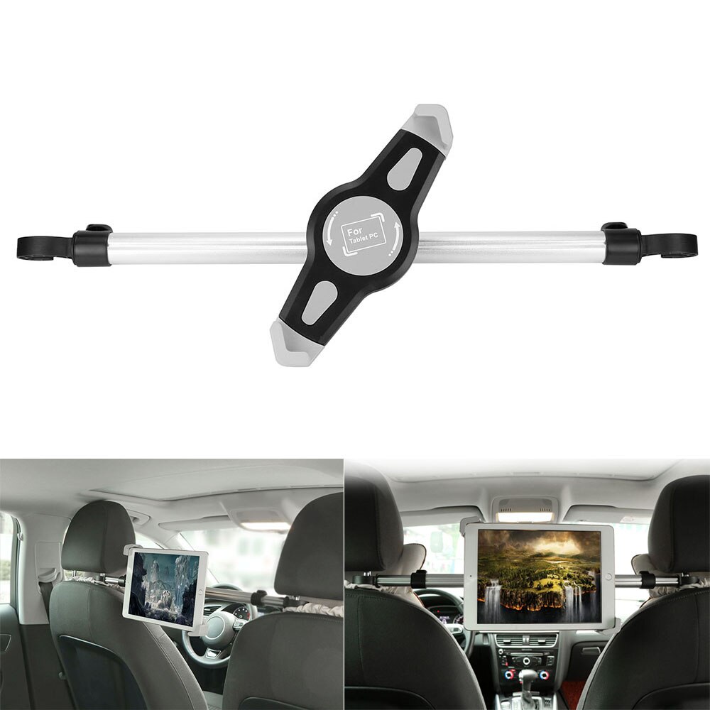 Car Seat Back Tablet Stand 360 Degree Rotation Car Headrest Scalable Tablet Holder Aluminium Easy to Install Durable