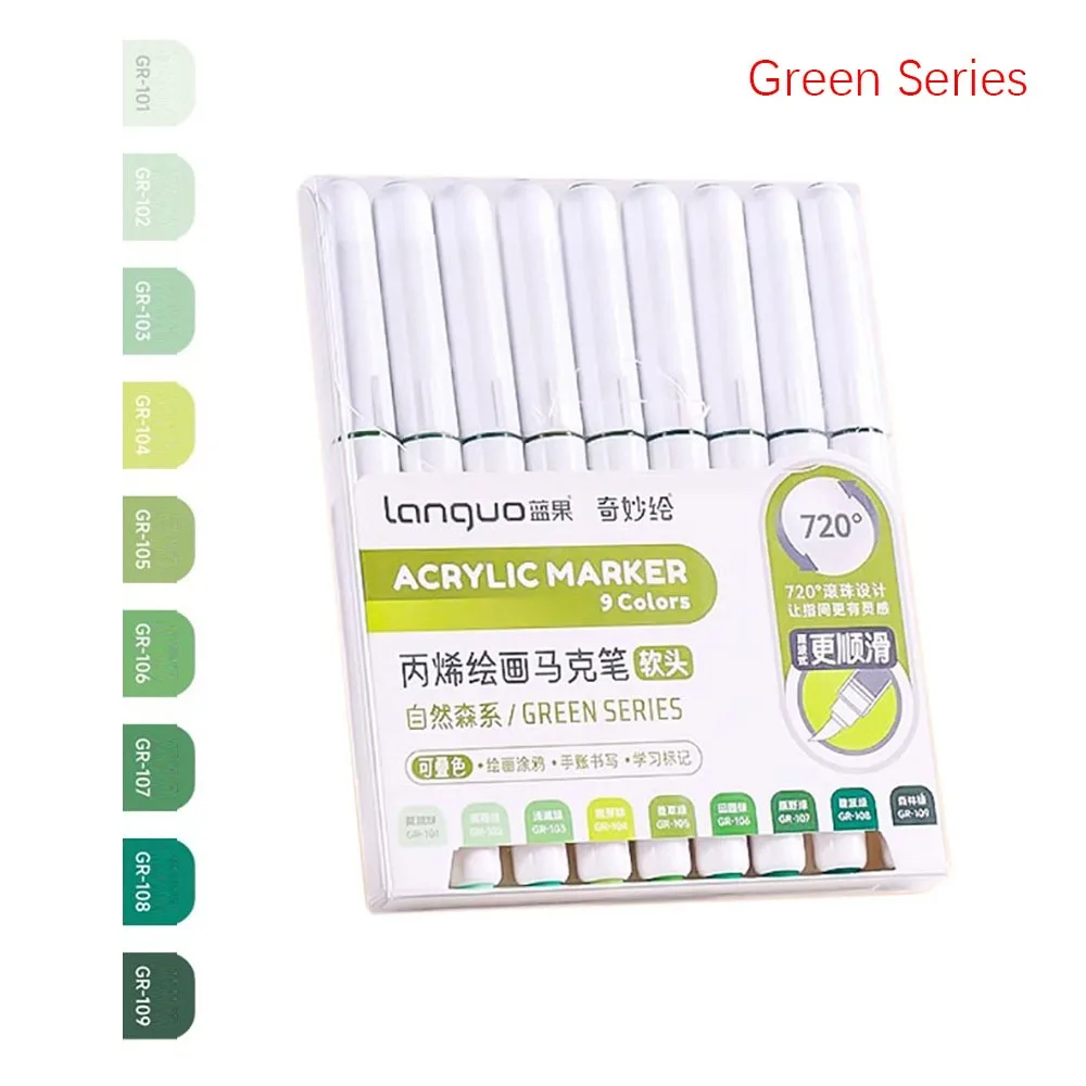 9-Colors Acrylic Marker Pen Stackable Color Straight Liquid Colour Pen Quick Drying Smooth Writing Art Watercolor Pen Graffiti: Blue