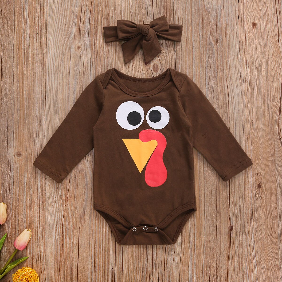 Toddler Infant Baby Boy Girl Thanksgiving Autumn Bodysuit Long Sleeve Round Neck Turkey Outfits Playsuit Jumpsuit Clothing: 18M