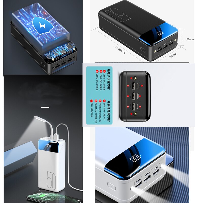 Echt Snel Opladen 100000Mah/98000Mah Power Bank Grote Capaciteit Mobiele Power Universele 5v2.1a Snel Opladen