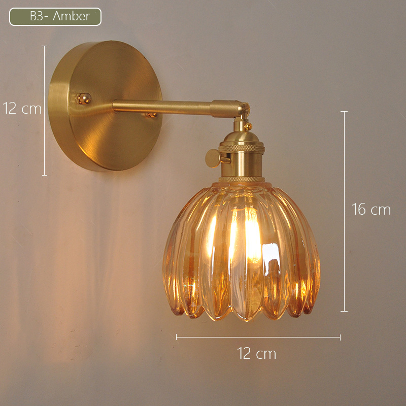 Japansk retro blomstervegglampe i glass moderne enkel nattbordslampe til soverom/studie ledet-speillampe nordisk vegglampe: Lilla