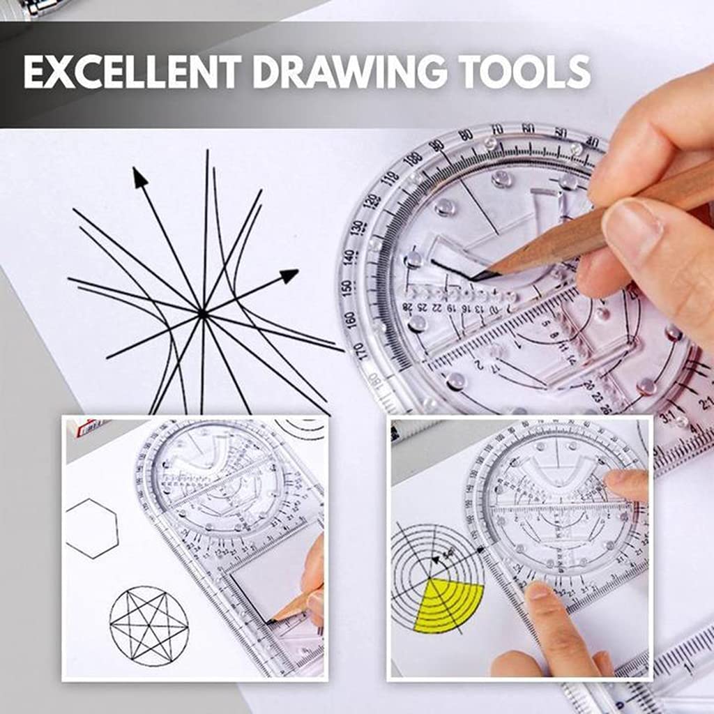Multifunctional Geometric Ruler Geometric Drawing Template Measuring Tool For School Office Supplies