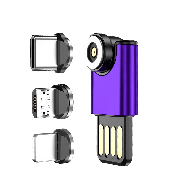 Mini USB Magnetic Adapter for iPhone 12 Charging Magnetic Charger: 6G 3 in 1 Purple