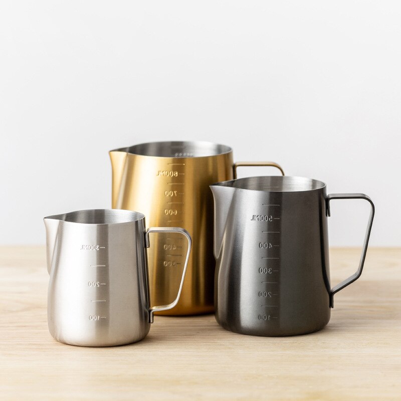 Barista Pitcher Latte Art Milk Pitcher Jugs Stainless Steel Double 300, Pitchers And Scale 600, Coffee High-class 900ml