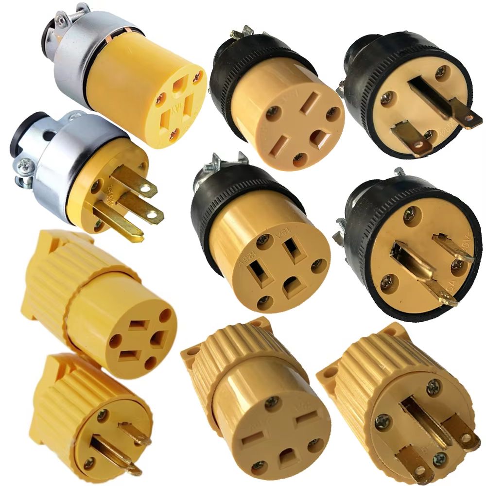 Gul svart amerikansk 15a nema 5-15p 6-15p amerikansk industri ledningskontakt avtagbar montering inbyggd nätsladd kontakt 125v
