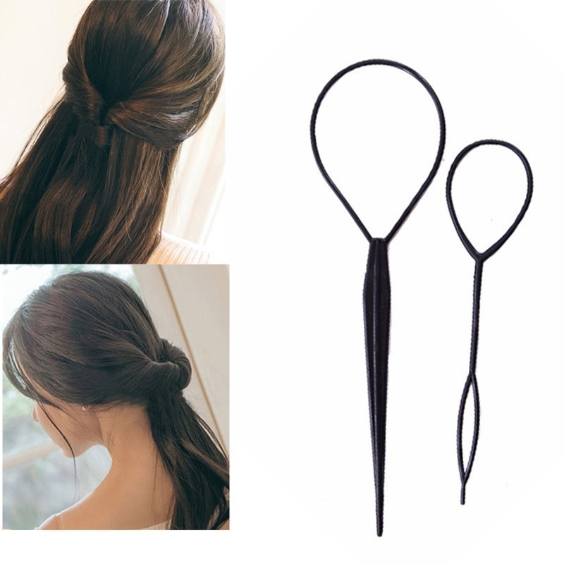 2pcs Magic Hair Braiding Twist Curler Styling Set DIY Styling Tool Kit Hairpin Holding Braiders Pull Hair Ponytail