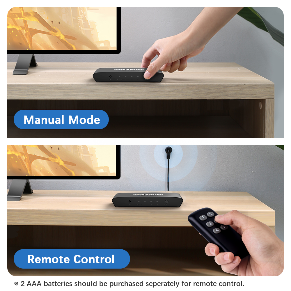 Uhd hdmi 4k hdmi-switch 3 x 1 mini hdmi-switch-switcher hub-boks understøtter ir-fjernbetjening hdmi-switch-splitter