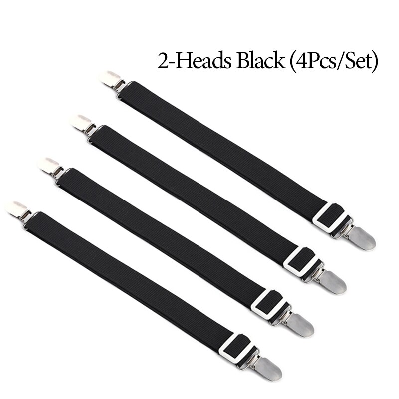 12 grampos de folha de cama elástica prendedor de cinto cinta antiderrapante colchão clip fixadores capa cobertores prendedores organizar gadget: 2 Heads -Black
