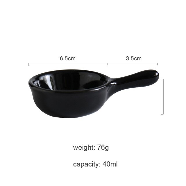 Plato pequeño y bonito de cerámica y porcelana NIMITIME con asa: Black