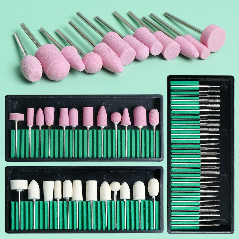 1 set spikborrar stenfräs elektrisk manikyr verktygssats nagelbits nagelband karbid burr pedikyr nail art verktyg  be1560