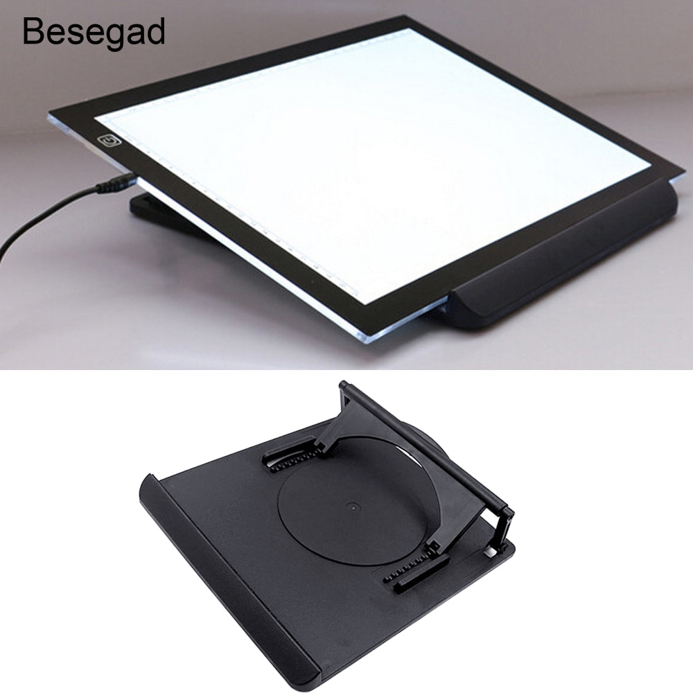 Besegad 360 Degree Adjustable Flexible Rotating Heat Dispersion Holder Stand Base for LED Drawing Copy Tracing Board Black