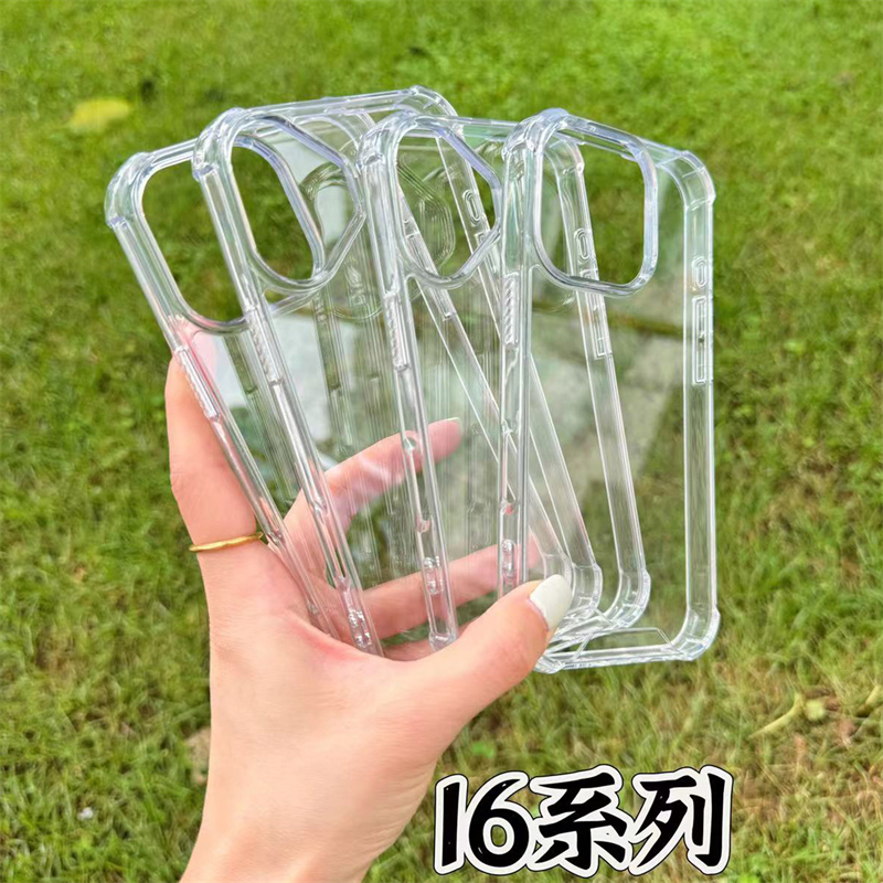 Luxo transparente à prova de choque armadura caso para iphone 16 15 14 13 12 11 pro xs max xr 7 8 plus silicone pára-choques capa dura acrílica