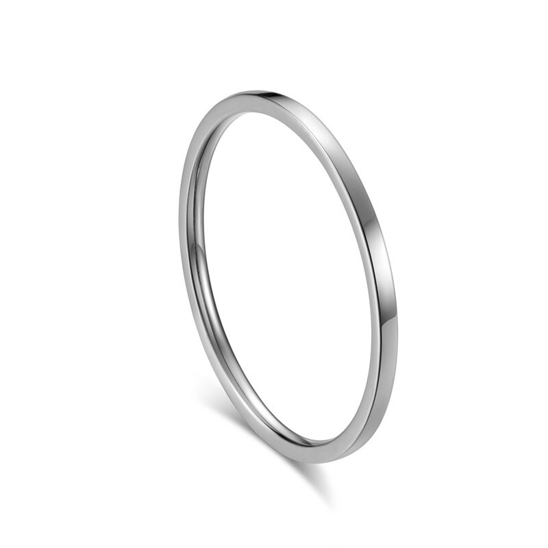 Eenvoudige dunne smalle titanium ring roségoud/zilverkleurige ringen voor vrouwen trouwring geometrische staartring sieraden: 8 / Zilver