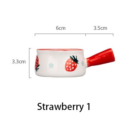 Mdzfsweethome Keramische Mini Pan Melk Pot Melk Cup Met Handvat Koffie Suiker Kommen Aardbei Bloemen Patroon Keuken Kookgerei: Strawberry1