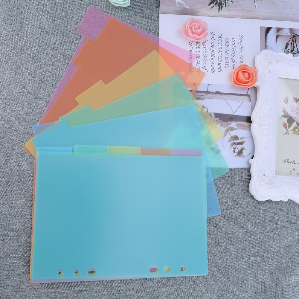2 Pcs Page Divider Plastic Colorful Classification Page Tab for Notebook Memo (A5)