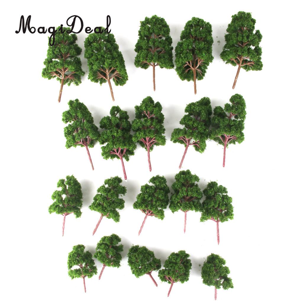 20 stk mix størrelse model træer dybgrøn til n ho skala jernbane landsby arkitektur layout diorama sceneri