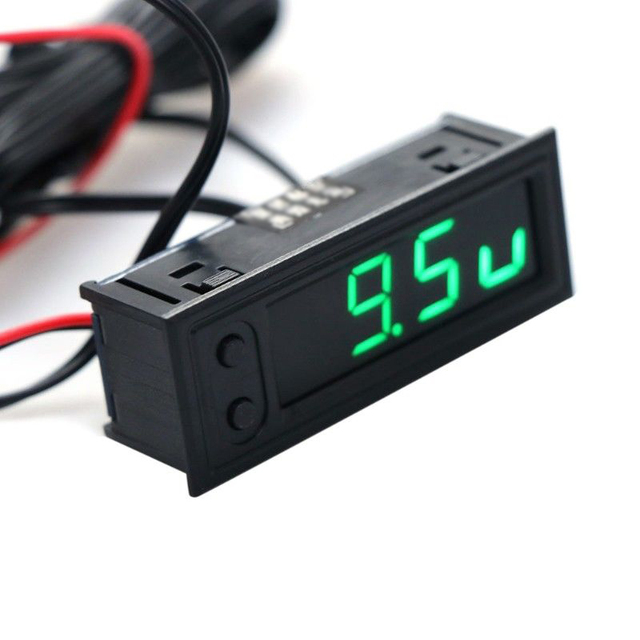 Digitale Thermometer Multifunctionele Klok Auto Temperatuur Battery Monitor Voltmeter Dc 12V Thermostaat Meetinstrumenten: Green