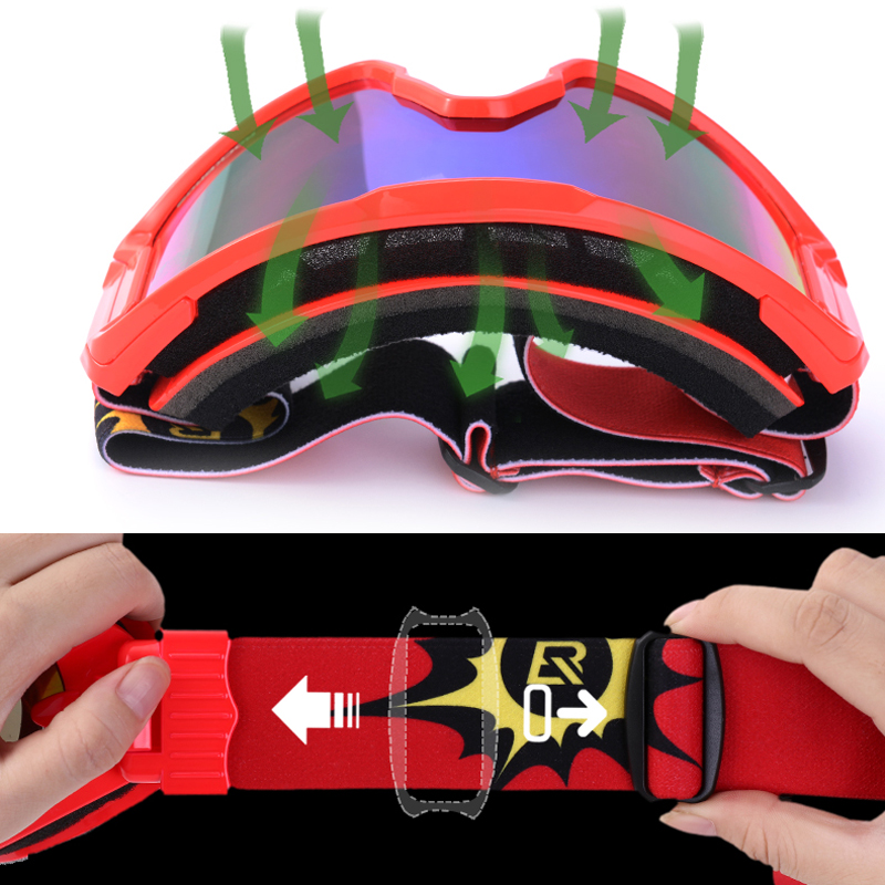 ROCKBROS Lunettes de Ski pour Enfants, Lunettes de Snowboard Protection UV Lunettes de Neige Lunettes de Ski Coupe-vent