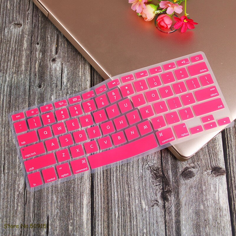 Us engelsk tastatur cover til apple mac macbook pro 13 15 17 air retina 13 keyboard protector skin  a1466 a1369 a1502 a1278 a1398: Lyserød