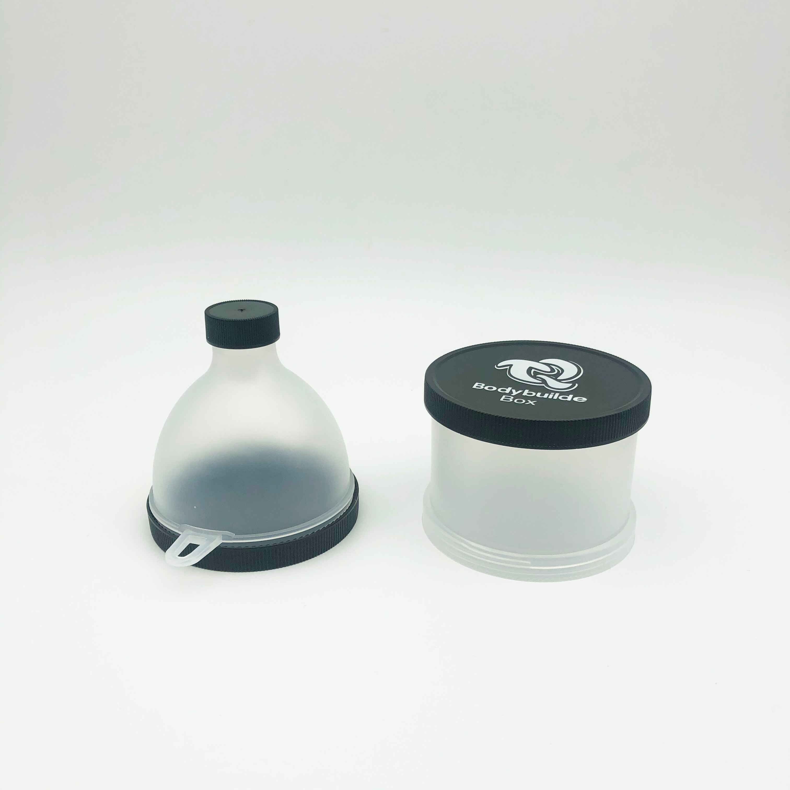 2 Layers 60g Capacity Protein Pill Container,Classic for better Carrying Vitamins&Powder: Black sets