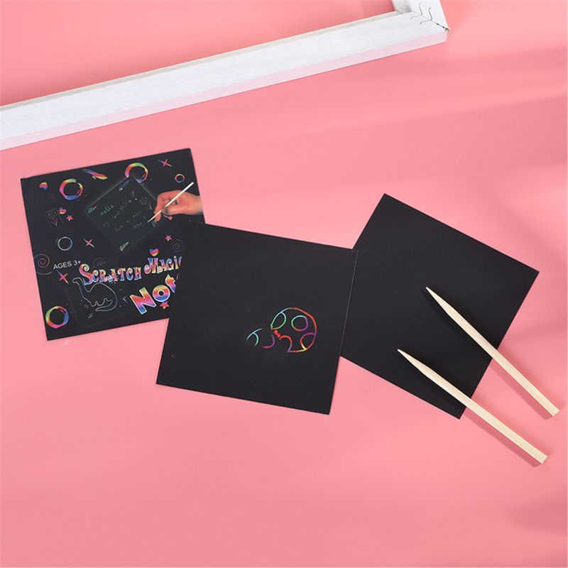 24 Sheets Scratch Paper Rainbow Painting Sketch Pads DIY Art Craft Scratchboard Q22D