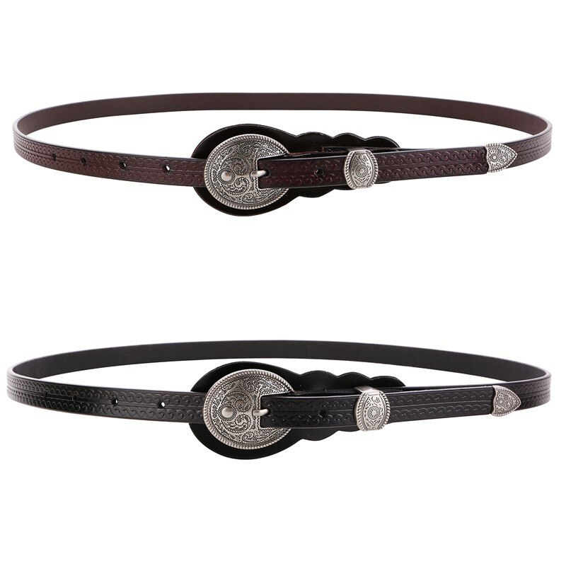 Vintage Metal Buckle Head Waist Belt Womens Medeival Larp Viking Costume Accesory Fashon Thin Waistband Straps Curved For Lady