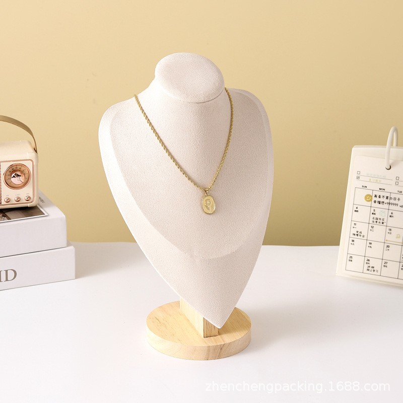 Fluwelen portret ketting display hanger organisator sieraden display standaard sieraden mannequin buste ketting hanger etalage: WHITE