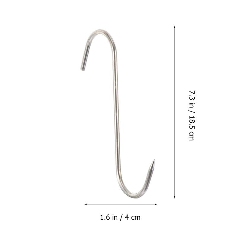 10Pcs Meat Hooks Meat Processing Hooks Metal S-Hooks Bacon Hanger Smoker Hooks: 18.5CM
