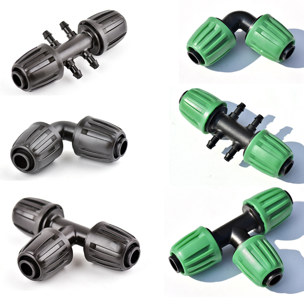 5 sztuk 16mm 1/2 ''złącze rurowe PE rozdzielacz trójnik złączka gwintowana blokada do węża 4/7mm podlewanie ogrodu nawadnianie kroplowe