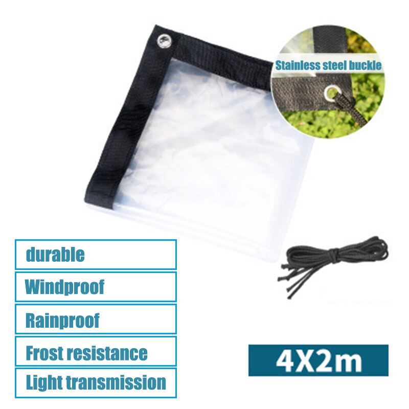 Transparent Rainproof Shed Cloth Tarpaulin Lightweight Waterproof Tarp Cover Tent Shelter: 4mx2m