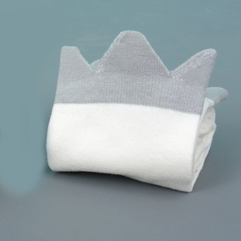 Kinderen meisjes lange sokken peuter baby jongens kniekousen zwart/wit kroon laarzen sokken katoen warme kinder beenwarmers