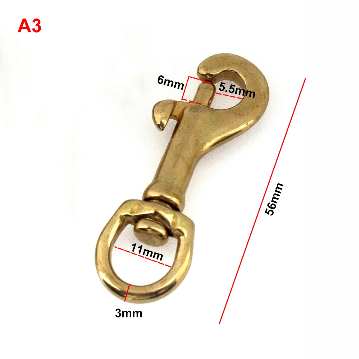 Solid Brass Trigger Swivel Eye Bolt Snap Hook For webbing Leather Craft Bag Strap Belt Hook Clasp Pet Dog Leash Clip: 3