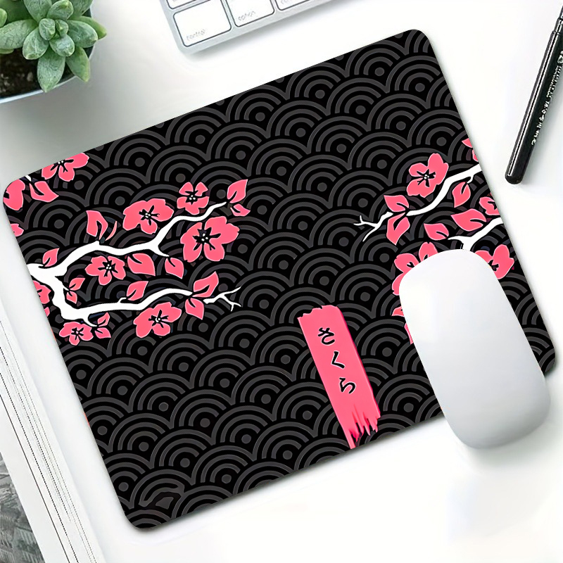 Tapis de souris Sakura rose, petits tapis de souris de jeu antidérapant, 22x18cm, Base en caoutchouc, tapis de bureau d'entreprise, pour tapis mignons